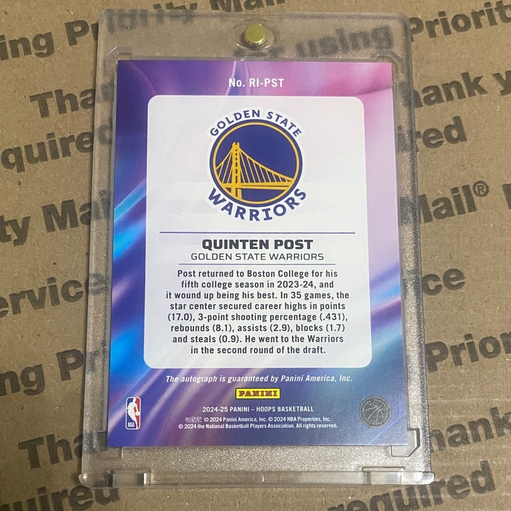 2024-25 Panini NBA Hoops Quinten Post Rookie Auto!! - Picture 2 of 2